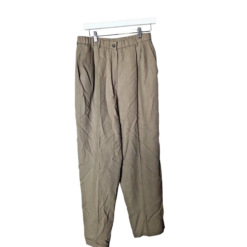 Pendleton Tan Straight Leg High Rise Pleated Trouser Dress Pants Womans Size 14